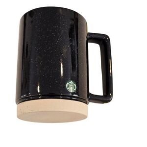 Starbucks Black Speckled Ceramic Travel Mug with Lid Siren Logo 6 Inch 12oz